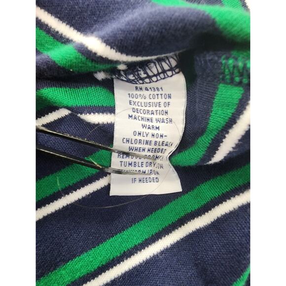 Vintage 90s Polo Ralph Lauren Custom Fit Polo Shirt Size XL Blue Green Striped - Picture 4 of 8